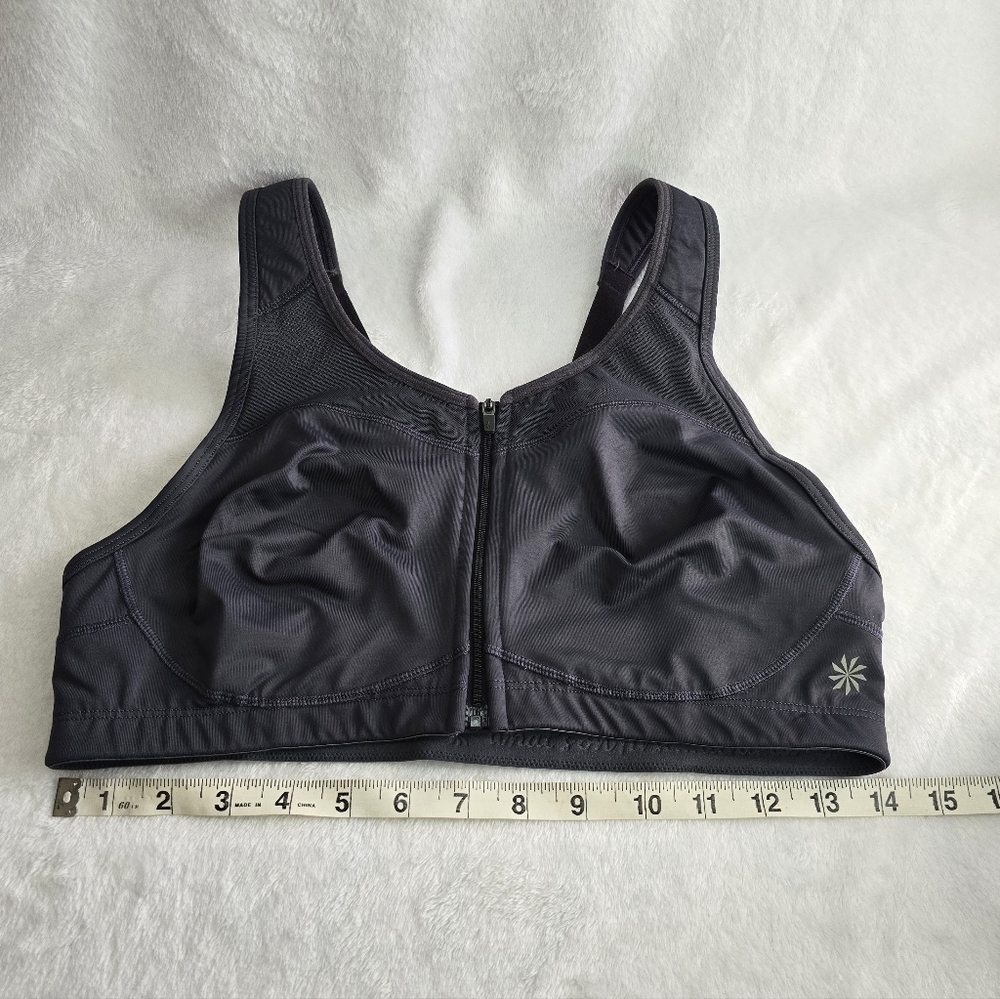 Athleta Front Zip High Impact Charcoal Gray Sports Bra Womens Size 36C - Picture 4 of 9